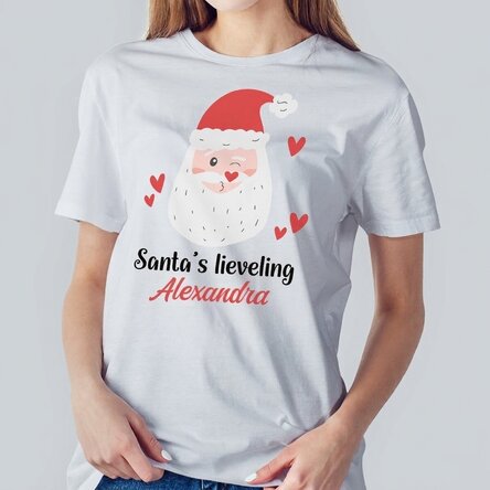 Katoenen T-shirt met gepersonaliseerde tekst - Santa's favorite