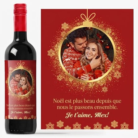 Vin personnalisé avec photo et texte - Noël