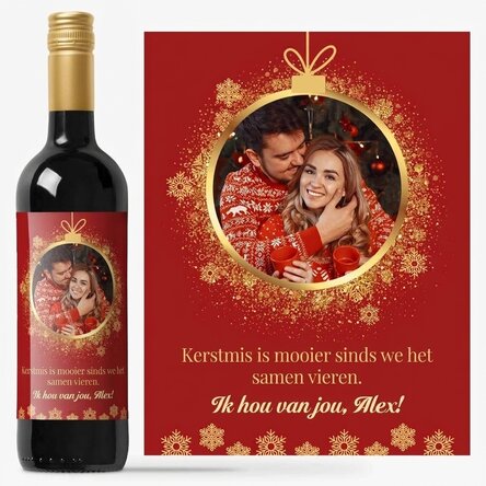 Wijn met eigen foto en tekst - Kerstmis