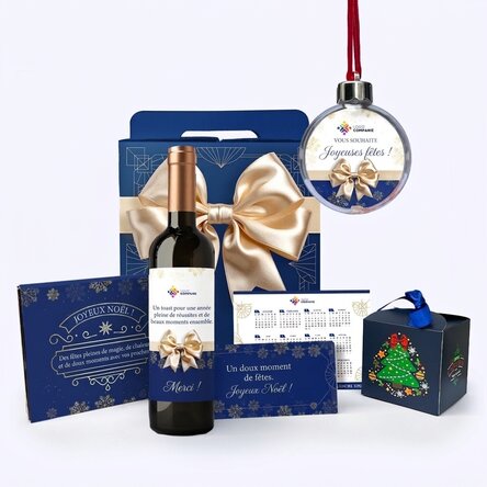Coffret cadeau « Elegance » contenant des produits de Noël personnalisés avec votre logo et votre me