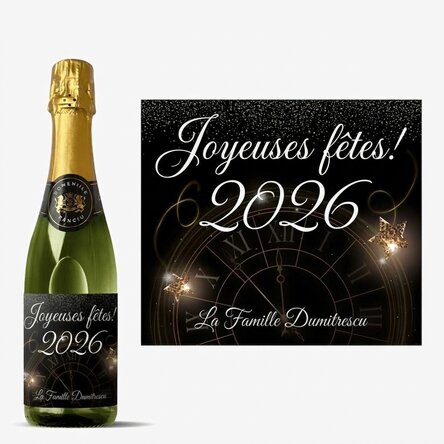 Bouteille moyenne de vin mousseux personnalisée avec un message - Nouvel An