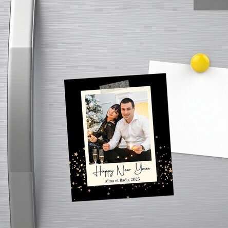 Aimant personnalisé de 10 x 12 cm avec une photo et un message - Bonne année