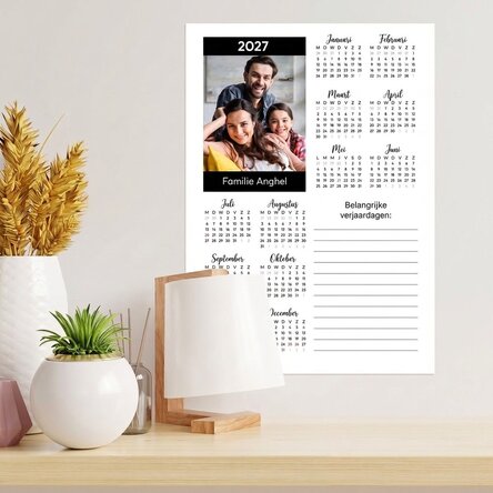 Gepersonaliseerde kalenderposter met een foto en een boodschap - Notite