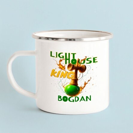 Tasse métallique émaillée personnalisée pour enfants - Lighthouse King