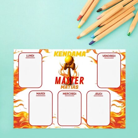 Emploi du temps personnalisé avec texte - Kendama Master