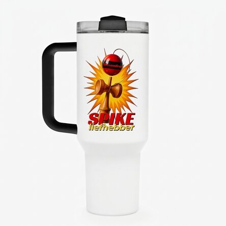 Thermosbeker met handvat en rietje, gepersonaliseerd met naam - Spike Enthusiast