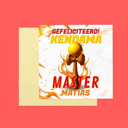 Gepersonaliseerde vierkante kaart met tekst - Kendama Master