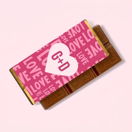 Gepersonaliseerde mini-chocoladereep met initialen - Hart