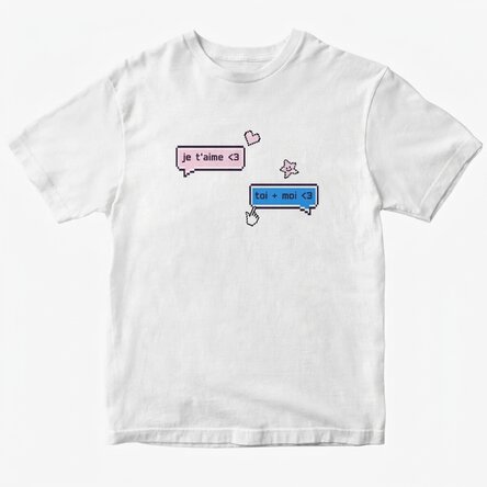 T-shirt en coton personnalisé avec un texte - Pixel Chat
