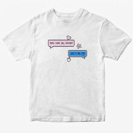 Katoenen T-shirt met eigen tekst - Pixel Chat