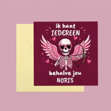 Gepersonaliseerde vierkante kaart met tekst - Hate everyone