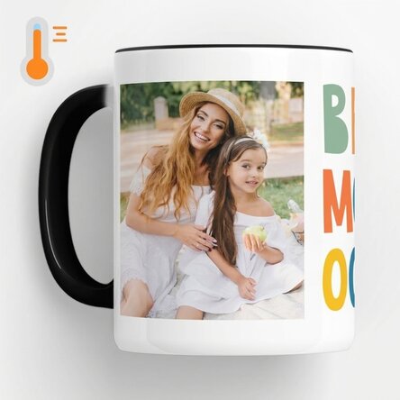 Gepersonaliseerde magische mok met 2 foto's - Best mom ever!