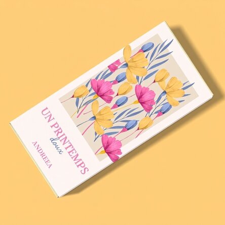 Chocolat personnalisé avec un message - Fleurs de printemps