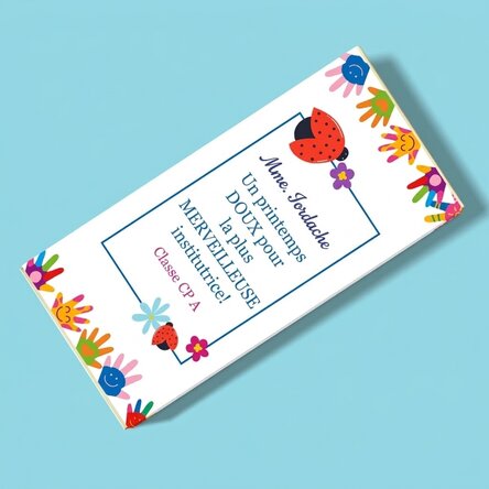 Chocolat personnalisé avec un message pour de merveilleuses enseignantes