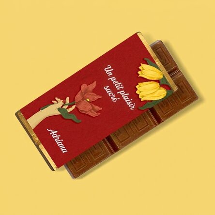 Mini-tablette de chocolat personnalisée avec un message - Flowers