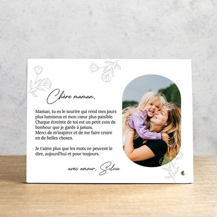 Cadre photo de bureau personnalisé avec un message pour vos proches