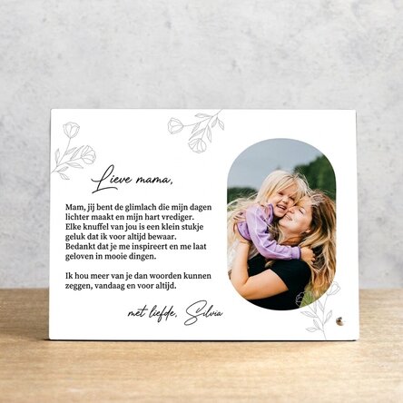 Gepersonaliseerde fotolijst voor op het bureau, met tekst voor je dierbaren