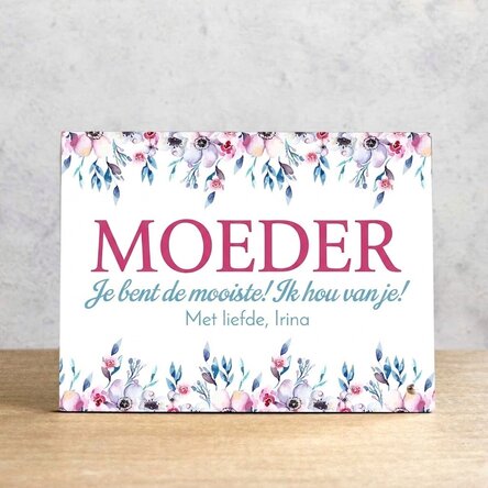 Gepersonaliseerde fotolijst voor op het bureau met tekst - Bloemen