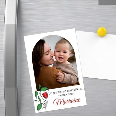 Aimant personnalisé de 10 x 15 cm avec une photo et un message - Des fleurs pour toi
