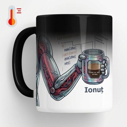 Tasse thermosensible personnalisée avec texte - Programmateur