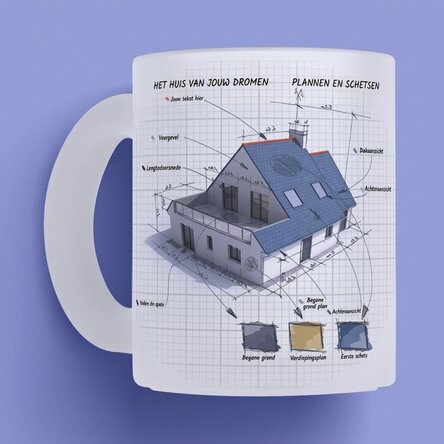 Gepersonaliseerde mok met tekst voor architecten