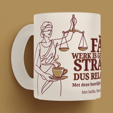 Gepersonaliseerde drinkbeker met tekst voor advocaten