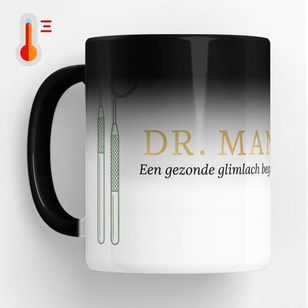 Op maat gemaakte magische mok met tekst - Golden Dentist