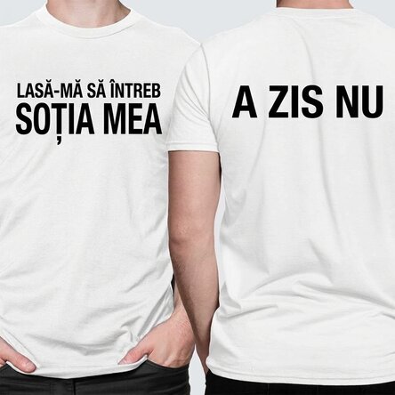 Gepersonaliseerd katoenen T-shirt met een grappige tekst aan de voor- en achterkant