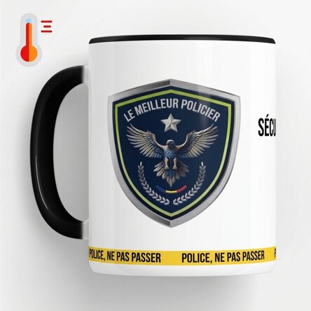 Tasse thermosensible personnalisée avec inscription - « Le meilleur policier »
