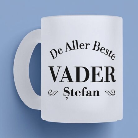 Gepersonaliseerde matte glazen mok met tekst - De beste papa