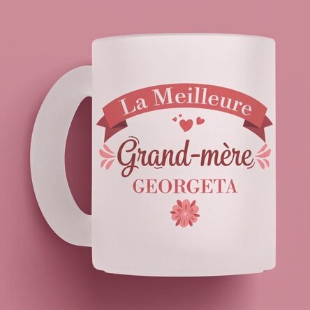 Tasse en verre mat personnalisée avec inscription - « La meilleure grand-mère »