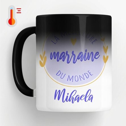 Tasse thermosensible personnalisée avec inscription - La meilleure marraine