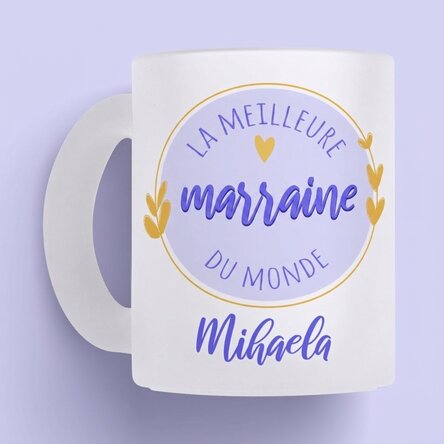 Verre mat personnalisé avec inscription - La meilleure marraine