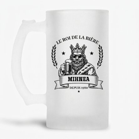 Chope à bière personnalisée avec inscription - Le roi de la bière
