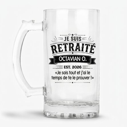 Chope à bière personnalisée avec inscription - Retraité