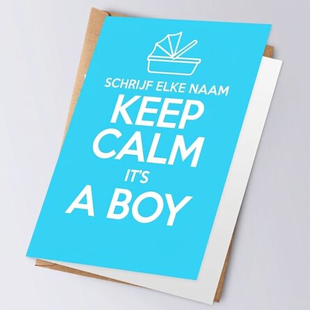 Gepersonaliseerde wenskaart - KEEP CALM IT'S A BOY