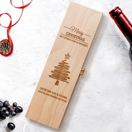 Gepersonaliseerde wijnkist - Star Christmas Tree