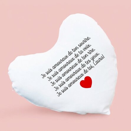 Coussin personnalisé en forme de cœur - « I'm in love with you »