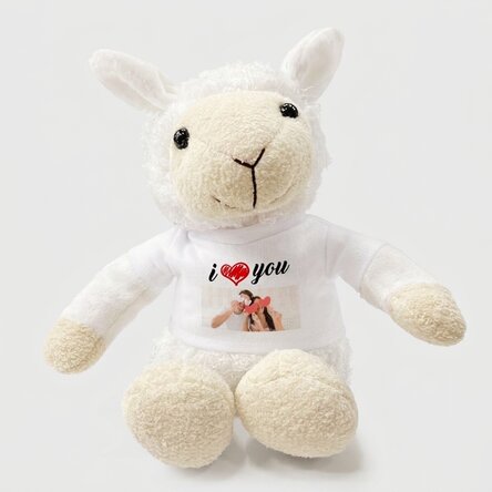Plus een gepersonaliseerd schaap met een foto - I love you