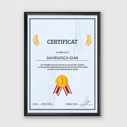 Tableau personnalisé - Certificat de reconnaissance