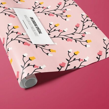 Papier d'emballage cadeau personnalisé avec texte encadré - Modèle d'automne