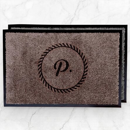 Paillasson d'entrée d'intérieur personnalisé - Initiale dans un cercle