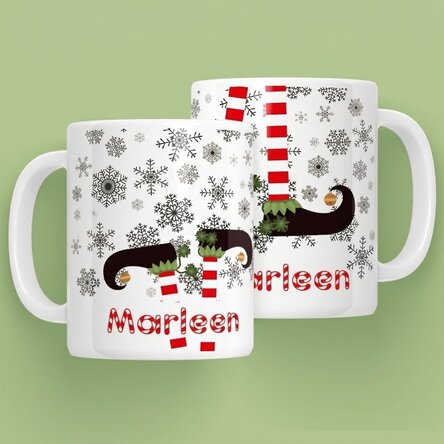 Gepersonaliseerde Elf-mok met tekst – kerstmodel