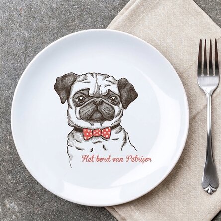 Gepersonaliseerd bord met tekst - Pug life