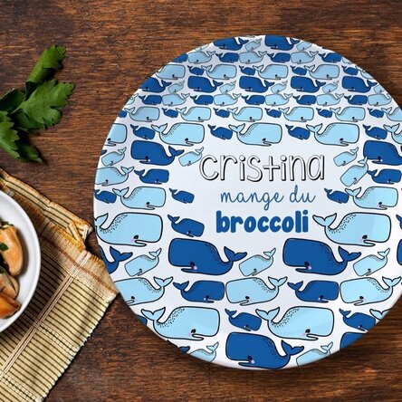 Assiette personnalisée avec inscription - Whale