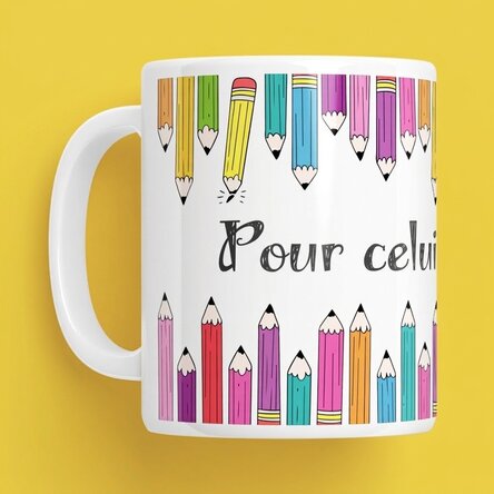 Tasse personnalisée avec texte - Crayons de couleur
