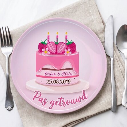 Gepersonaliseerd bord met tekst - Just married