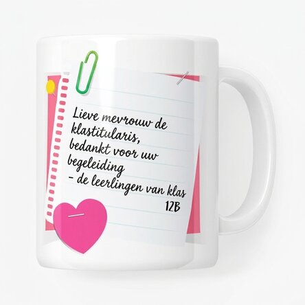 Gepersonaliseerde mok met tekst - De klassenlerares