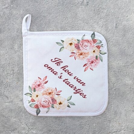 Gepersonaliseerde onderzetter voor hete pannen met tekst - Grandma's cakes