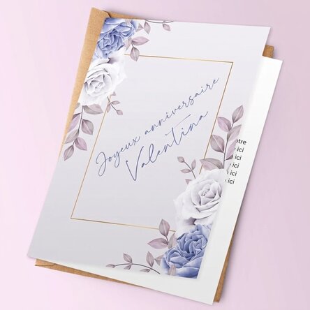 Carte de vœux personnalisée - modèle « roses »